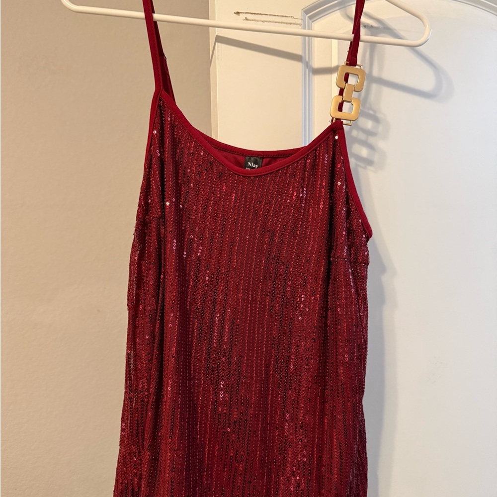 Red Sequin Sleeveless Top